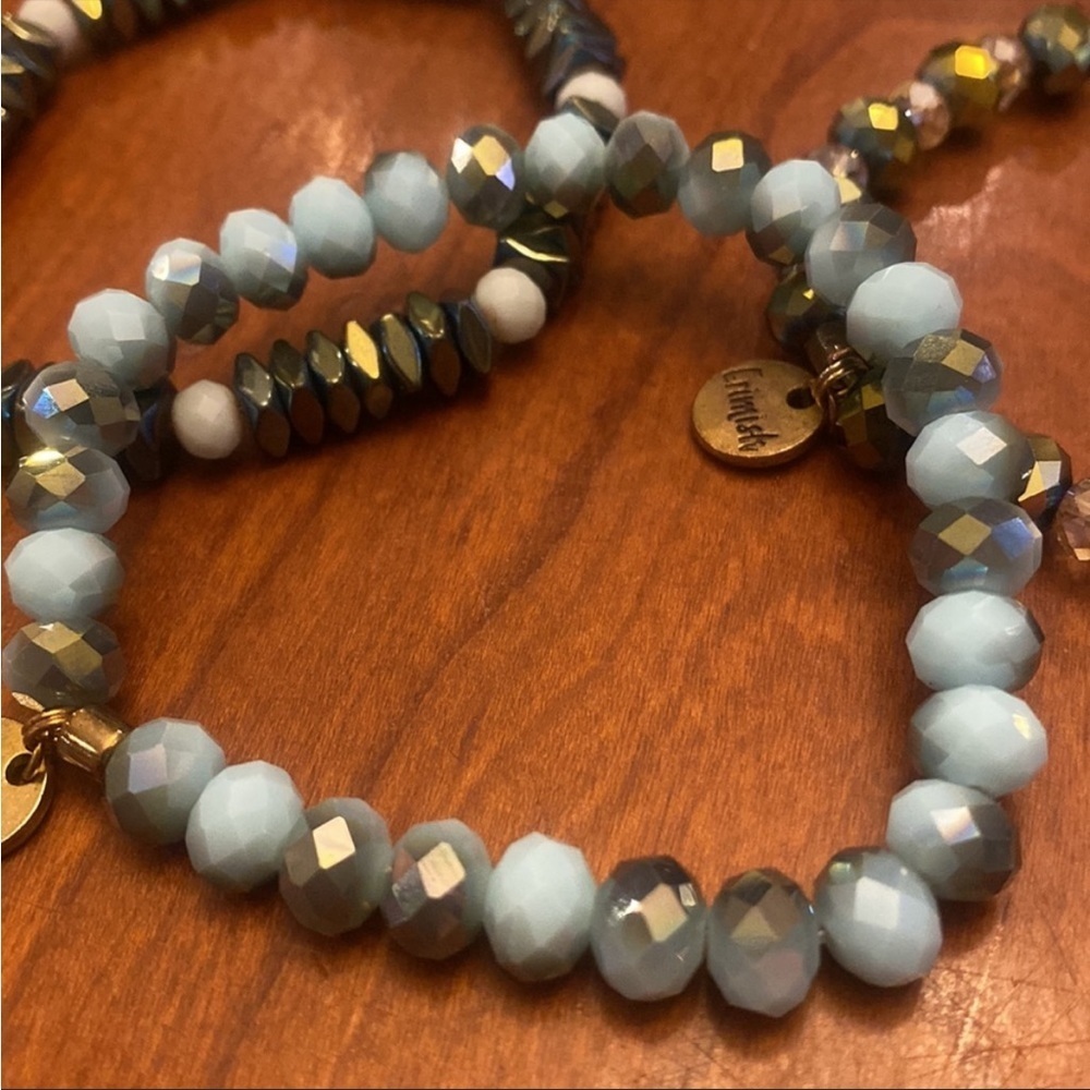☀️🔥Erimish - Blue & Gold Stretch Beaded Bracelet - OS